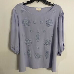 Velzera Embroidered Periwinkle Blue Blouse size Large